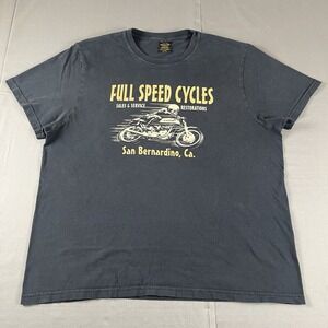 VTG Full Speed Cycles Black T-Shirt Mens XXL Black Skeleton Chopper Biker